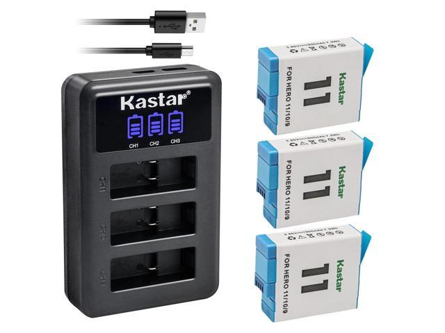Kastar 3 Pack Battery and LCD Triple USB Charger Compatible with GoPro ADDBD-211 ADBAT-001 ADDBD-001 Battery, GoPro HERO11 HERO 11 Black Action,...