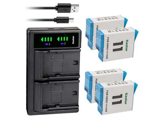 Kastar 4-Pack Battery and LTD2 USB Charger Compatible with GoPro HERO11 HERO 11 Black Action, GoPro HERO10 Edition, GoPro HERO9 Edition Action...
