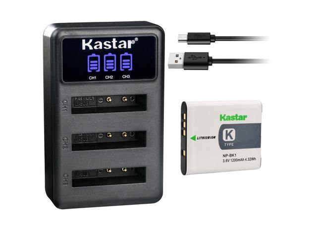 Kastar 1 Pack Battery and LCD Triple USB Charger Compatible with Sony NP-BK1 NP-FK1 K Type Battery, Sony BC-CSK Charger, Sony Cyber-shot DSC-W180,...