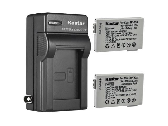Kastar 2-Pack Battery and AC Wall Charger Replacement for Canon BP-208 BP208 BP-208DG Battery, Canon Optura S1, VIXIA HR10, DC10, DC19, DC20, DC21,...