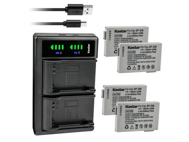Kastar 4-Pack Battery and LTD2 USB Charger Replacement for Canon DC220, DC230, iViS DC22, iViS DC50, iViS DC200, Elura 100, FVM300, IXY DVS1,...