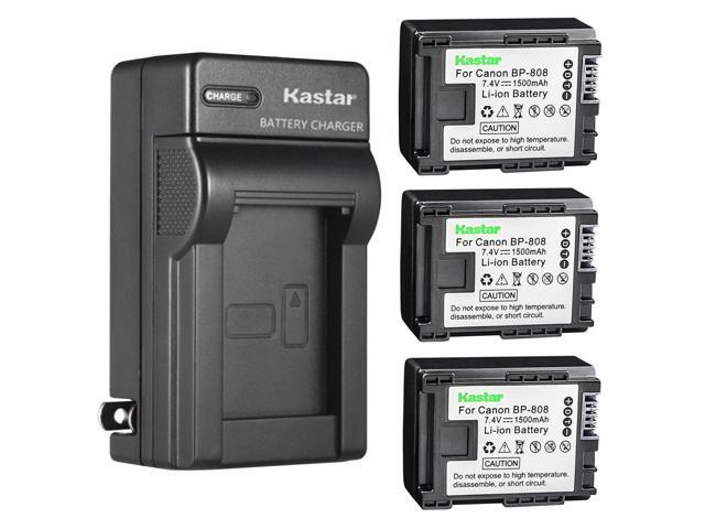Kastar 3-Pack BP-808 BP808 Battery and AC Wall Charger Compatible with Canon VIXIA HF M400, VIXIA HF M406, VIXIA HF S10, VIXIA HF S11, VIXIA HF...
