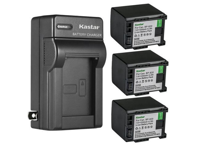 Kastar 3-Pack BP-820 Battery and AC Wall Charger Replacement for Canon XA60, Canon XA65, Canon XA70, Canon XA75, Canon VIXIA HF G70 Cameras