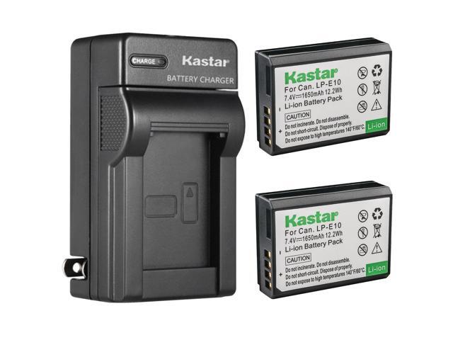 Kastar 2-Pack Battery and AC Wall Charger Replacement for Canon LP-E10 LPE10 Battery, Canon LC-E10 LC-E10N Charger, Canon EOS 3000D, EOS Kiss X50,...