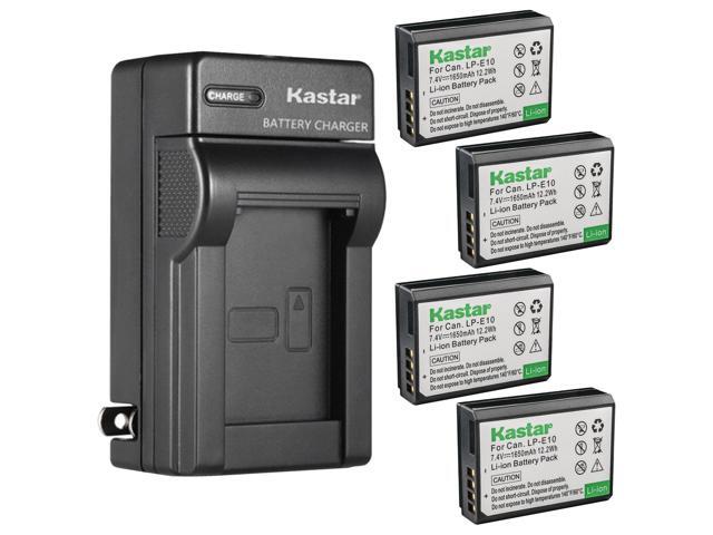 Kastar 4-Pack Battery and AC Wall Charger Replacement for Canon LP-E10 LPE10 Battery, Canon LC-E10 LC-E10N Charger, Canon EOS 3000D, EOS Kiss X50,...