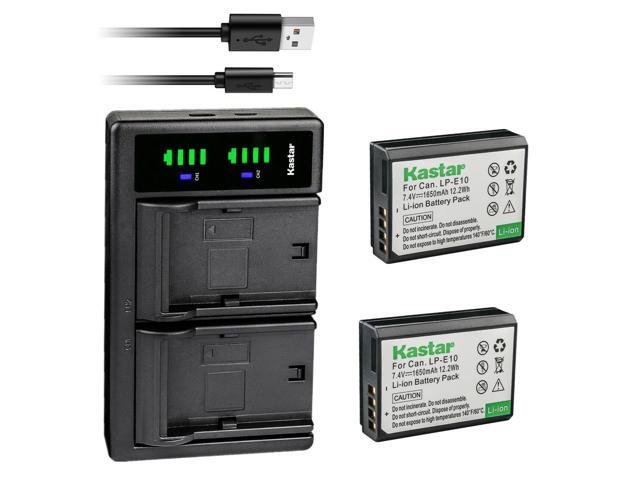 Kastar 2-Pack Battery and LTD2 USB Charger Replacement for Canon LP-E10 LPE10 Battery, Canon LC-E10 LC-E10N Charger, Canon EOS Kiss X50, EOS Kiss...