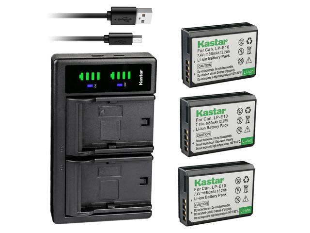 Kastar 3-Pack Battery and LTD2 USB Charger Replacement for Canon LP-E10 LPE10 Battery, Canon LC-E10 LC-E10N Charger, Canon EOS Kiss X50, EOS Kiss...