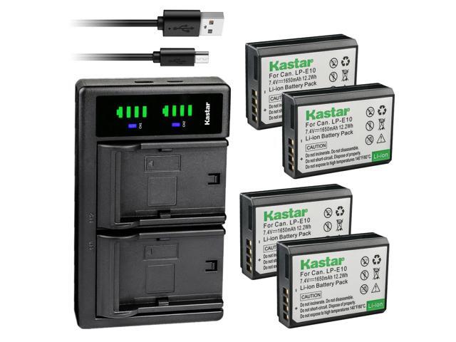 Kastar 4-Pack Battery and LTD2 USB Charger Replacement for Canon LP-E10 LPE10 Battery, Canon LC-E10 LC-E10N Charger, Canon EOS Kiss X50, EOS Kiss...
