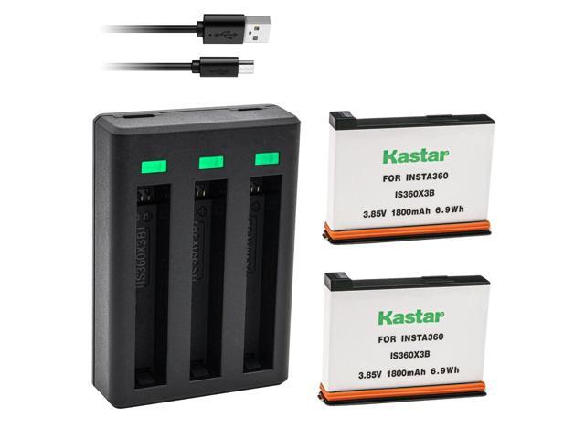 Kastar 2-Pack IS360X3B Battery and Triple USB Charger Compatible with Insta 360 X3 Rechargeable Lithium Polymer Battery, Insta360 X3 72MP...