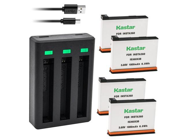 Kastar 4-Pack IS360X3B Battery and Triple USB Charger Compatible with Insta 360 X3 Rechargeable Lithium Polymer Battery, Insta360 X3 72MP...
