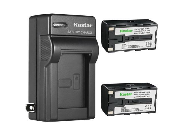 Kastar 2-Pack Battery and AC Wall Charger Replacement for Topcon BT-61Q BT-62Q BT-65Q BT-66Q GMS-2 Topcon Survey Instrument FC-200 FC-2200 FC-2500...