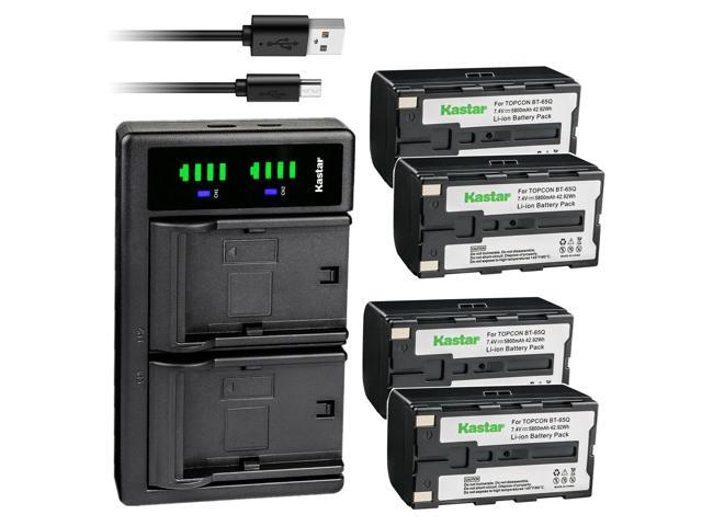 Kastar 4-Pack Battery and LTD2 USB Charger Replacement for Topcon Total station BT-60Q, BT-61Q, BT-62Q, BT-65Q, BT-66Q, GMS-2 FC-200, FC-2200,...