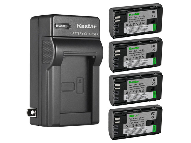 Kastar 4-Pack Battery and AC Wall Charger Replacement for Canon LP-EL Lithium-Ion Battery Pack, Canon 4307C002 Battery, Canon Speedlite EL-1 EL1,...