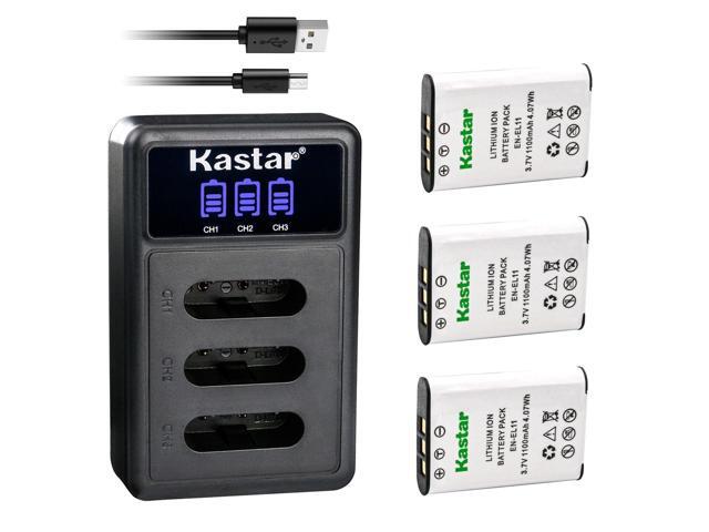 Kastar 3 Pack Battery and LCD Triple USB Charger Compatible with Pentax D-LI78 Battery, Pentax D-BC78 Charger, Pentax Optio L50, Optio M50, Optio...