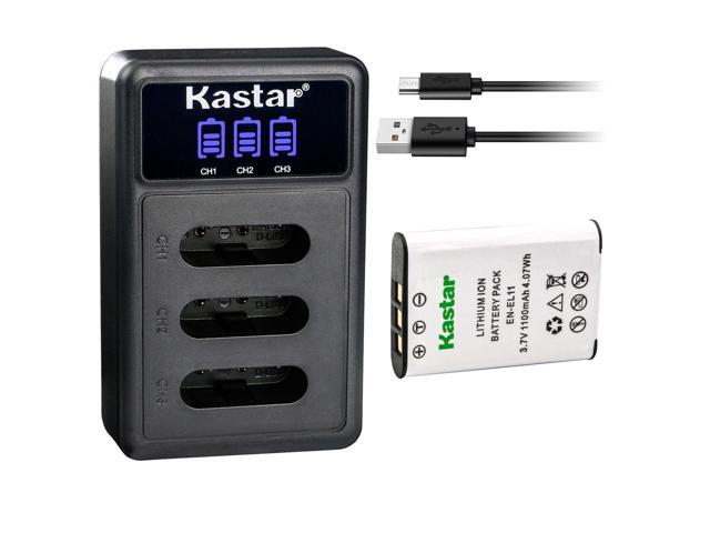 Kastar 1 Pack Battery and LCD Triple USB Charger Compatible with Olympus Li-60B Battery, Li-60C Charger, Camedia FE-370 Camera, Sanyo DB-L70...