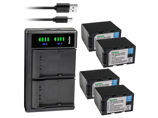 Kastar 4-Pack Battery and LTD2 USB Charger Compatible with JVC GY-HC500 GY-HC500E, GY-HC500U GY-HC500UN, GY-HC500SPC GY-HC500SPCN, GY-HC550...