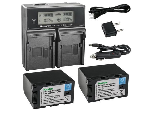 Kastar 2-Pack Battery and AC LCD Dual Fast Charger Compatible with JVC CONNECTED CAM GY-HC500E GY-HC500U, JVC GY-HC500SPC Connected Cam 4K Handheld...