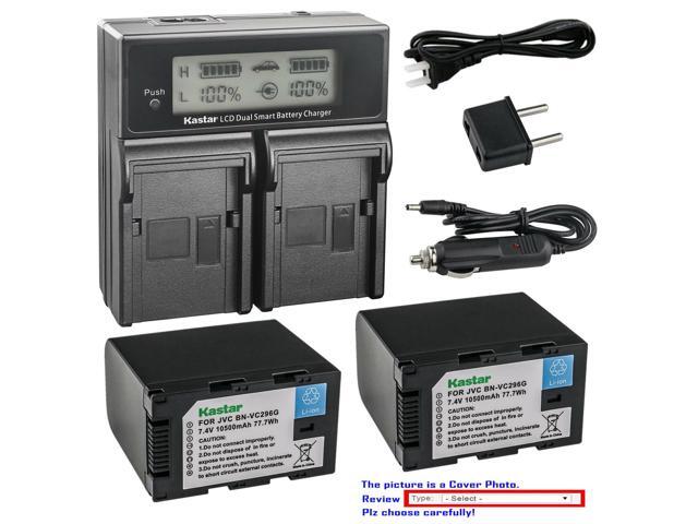 Kastar 2-Pack Battery and AC LCD Dual Fast Charger Compatible with JVC CONNECTED CAM GY-HC500E GY-HC500U, JVC GY-HC500SPC Connected Cam 4K Handheld...