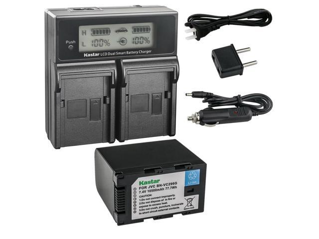 Kastar 1-Pack Battery and AC LCD Dual Fast Charger Compatible with JVC CONNECTED CAM GY-HC500E GY-HC500U, JVC GY-HC500SPC Connected Cam 4K Handheld...