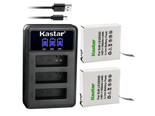 Kastar 2 Pack Battery and LCD Triple USB Charger Compatible with SJCAM SJ6 LEGEND SJCAM SJ 6 Battery, SJCAM SJ6 Legend 4K Action Camera, SJCAM SJ6...