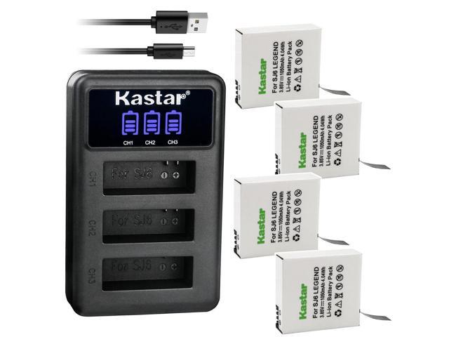 Kastar 4 Pack Battery and LCD Triple USB Charger Compatible with SJCAM SJ6 LEGEND SJCAM SJ 6 Battery, SJCAM SJ6 Legend 4K Action Camera, SJCAM SJ6...