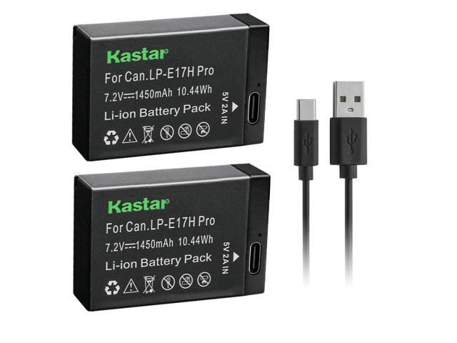 Kastar 2-Pack LP-E17H Pro Battery W/ Type-C Cable Compatible with Canon EOS M6 Mark II, EOS 77D, EOS 200D, EOS 250D, EOS R8, R50 Mirrorless Camera,...