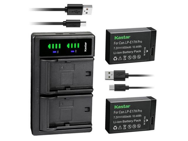Kastar 2-Pack LP-E17H Pro Battery W/ Type-C Cable and AC Wall Charger Compatible with Saramonic VmicLink5 HiFi Wireless Microphone Systems