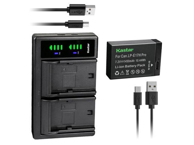 Kastar 1-Pack LP-E17H Pro Battery W/ Type-C Cable and AC Wall Charger Compatible with Saramonic VmicLink5 HiFi Wireless Microphone Systems