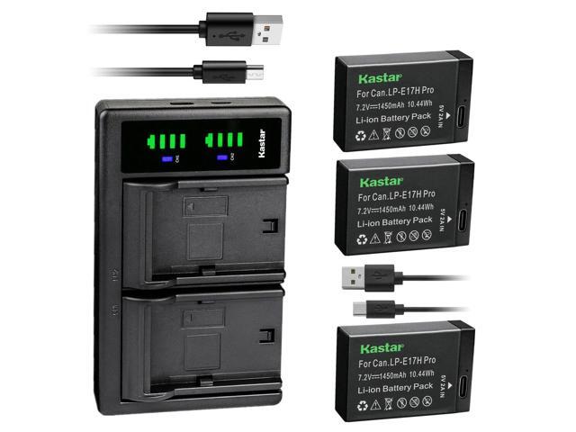 Kastar 3-Pack LP-E17H Pro Battery W/ Type-C Cable and AC Wall Charger Compatible with Saramonic VmicLink5 HiFi Wireless Microphone Systems