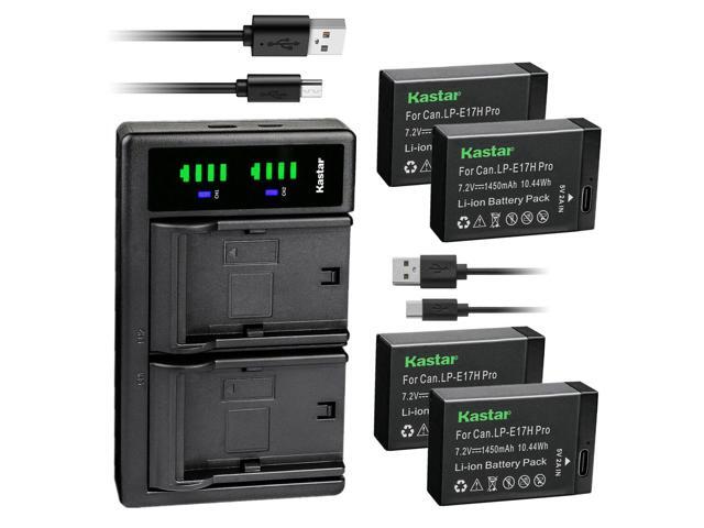 Kastar 4-Pack LP-E17H Pro Battery W/ Type-C Cable and AC Wall Charger Compatible with Saramonic VmicLink5 HiFi Wireless Microphone Systems