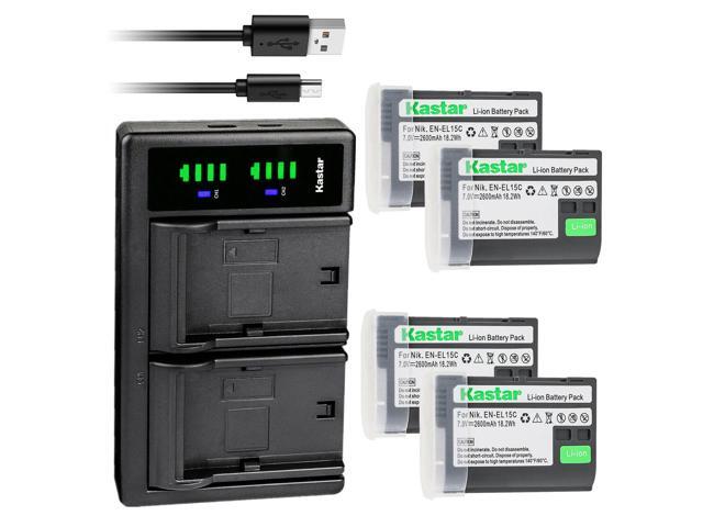Kastar 4-Pack EN-EL15c Battery and LTD2 USB Charger Replacement for Nikon EN-EL15c ENEL15C Battery, MH-25 Charger, Nikon Zf Mirrorless, Nikon Z 5...