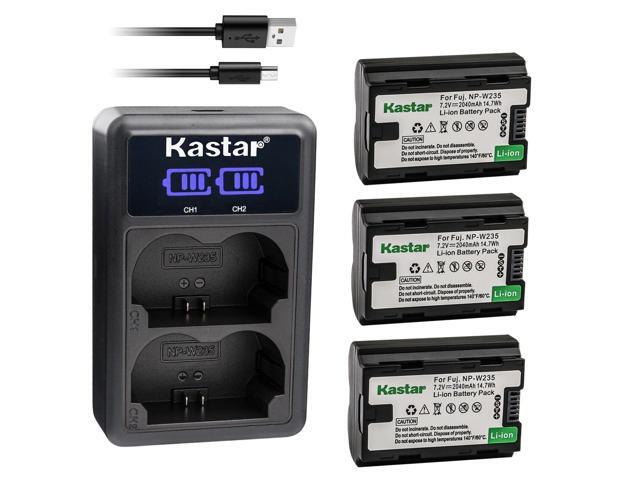 Kastar 3-Pack NP-W235 Battery and LED2 USB Charger Compatible with Fujifilm NP-W235 NPW235, Fuji NP-W235 Rechargeable Lithium-Ion Battery, Fujifilm...