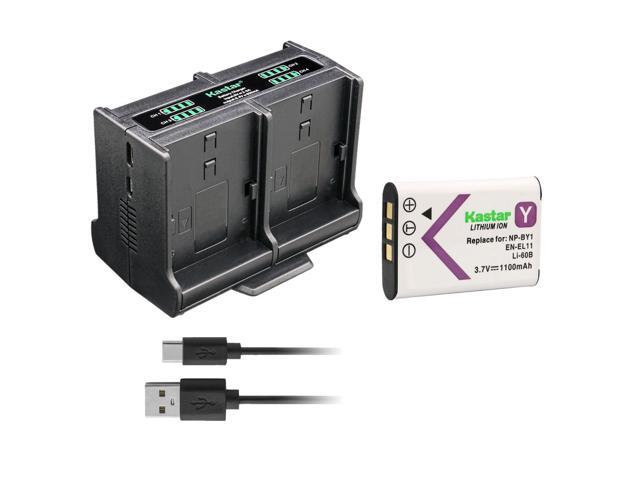 Kastar 1-Pack Battery and Quadruple Charger Compatible with Sony NP-BY1 Battery, Sony HDR-AZ1VR Waterproof Action Cam Mini, Action Cam Mini...