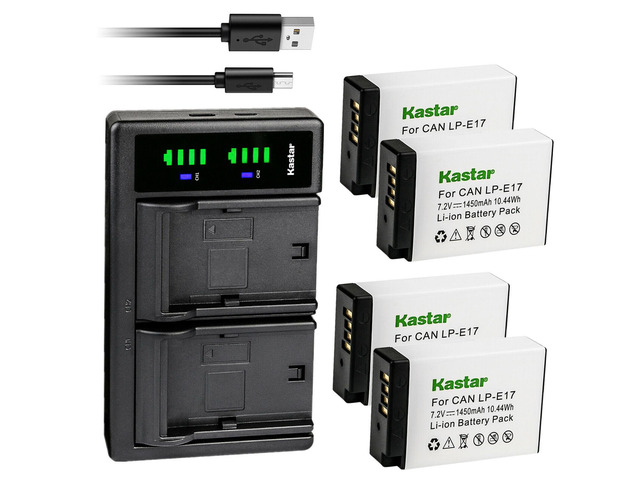 Kastar 4-Pack Battery and LTD2 USB Charger Replacement for Canon LP-E17 LPE17, 9967B02 Battery, Canon EOS RP, EOS R8, EOS R10, EOS R50, EOS R100...