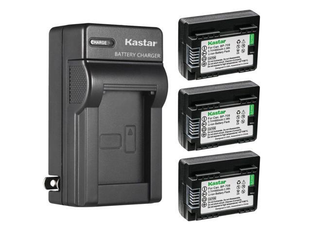 Kastar 3-Pack BP-709 Battery and AC Wall Charger Replacement for Canon VIXIA HF R300 HFR300, VIXIA HF R400 HFR400, VIXIA HF R500 HFR500, VIXIA HF...