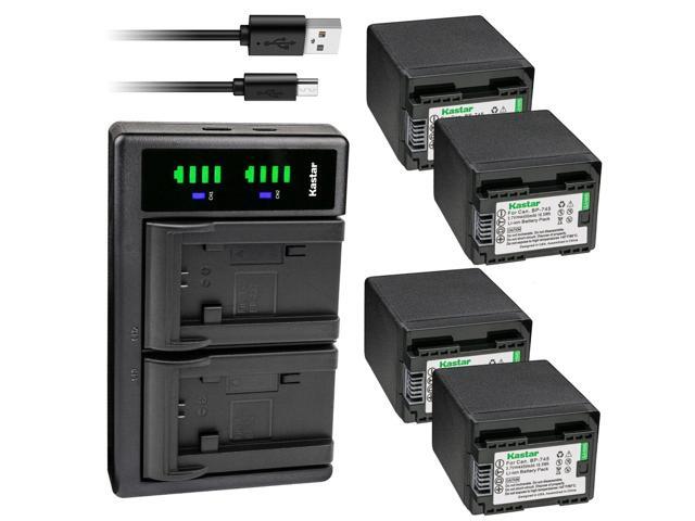 Kastar 4-Pack BP-745 Battery and LTD2 USB Charger Compatible with Canon VIXIA HF R70 HFR70, VIXIA HF R72 HFR72, VIXIA HF R80 HFR80, HF R82 HFR82,...