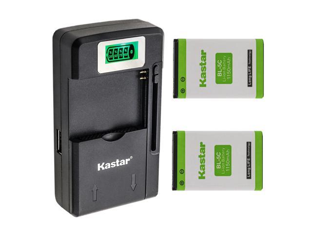 Kastar 2-Pack BL-5C Battery and Smart LCD Charger Replacement for Retevis RT22 RT22S RT15 RT19, WLN KD-C1 Walkie Talkies, LUITON LT-316, TIDRADIO...