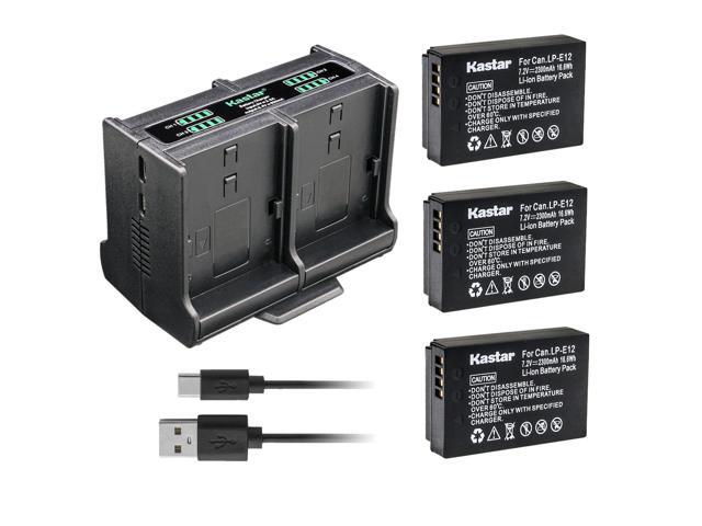 Kastar 3-Pack LP-E12 Battery and Quadruple Charger Compatible with Canon EOS 100D, EOS M, EOS M2, EOS M10, EOS M50, EOS M50 Mark II, EOS M100, EOS...