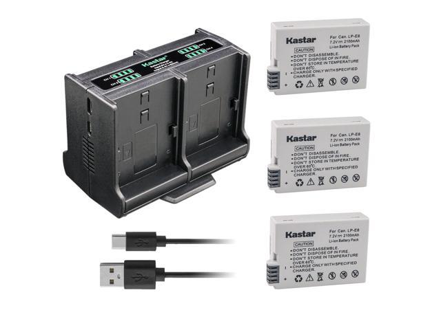 Kastar 3-Pack Battery and Quadruple Charger Compatible with Canon EOS Rebel T2i, EOS Rebel T3i, EOS Rebel T4i, EOS Rebel T5i, EOS 550D, EOS 600D,...