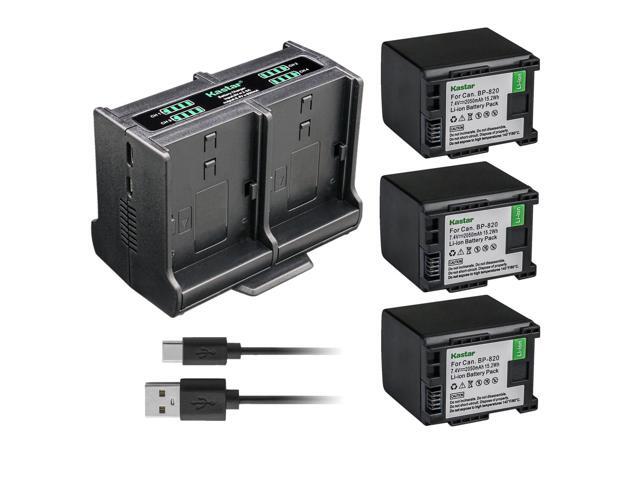 Kastar 3-Pack Battery and Quadruple Charger Compatible with Canon XA70, XA75, VIXIA HF G21, VIXIA HF G30, VIXIA HF G40, VIXIA HF G50 UHD 4K, VIXIA...