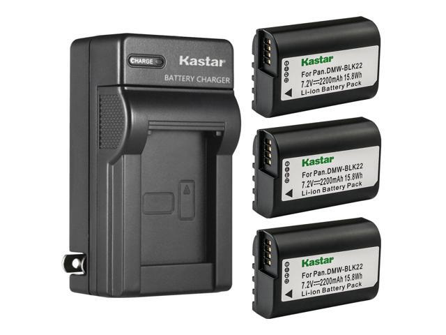 Kastar 3-Pack DMW-BLK22 Battery and AC Wall Charger Replacement for Panasonic Lumix GH5 II Mirrorless Digital Camera, Panasonic Lumix GH6...