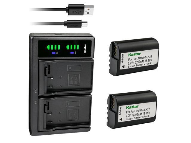 Kastar 2-Pack DMW-BLK22 Battery and LTD2 USB Charger Compatible with Panasonic Lumix S5 II Mirrorless Camera, Panasonic Lumix S5 IIX Mirrorless...