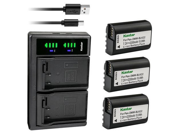 Kastar 3-Pack BLK22 Battery and LTD2 USB Charger Compatible with Panasonic DMW-BLK22 Lithium-Ion Battery, Panasonic DMW-BTC15 Battery Charger,...
