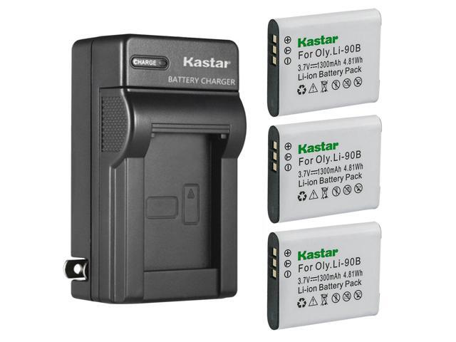 Kastar 3-Pack Battery and AC Wall Charger Replacement for Olympus Stylus SP-100 IHS, Stylus SP-100EE, Stylus TG-1, Stylus TG-1 iHS, Stylus TG-2...