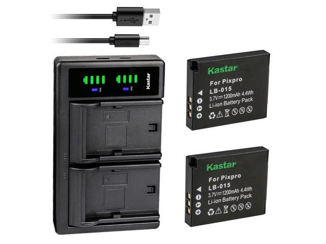 Kastar 2-Pack Battery and LTD2 USB Charger Compatible with Kokad LB-015 Rechargeable Lithium-ion Battery and Kokad PIXPRO WPZ2 Digital Camera,...