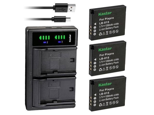 Kastar 3-Pack Battery and LTD2 USB Charger Compatible with Kokad LB-015 Rechargeable Lithium-ion Battery and Kokad PIXPRO WPZ2 Digital Camera,...
