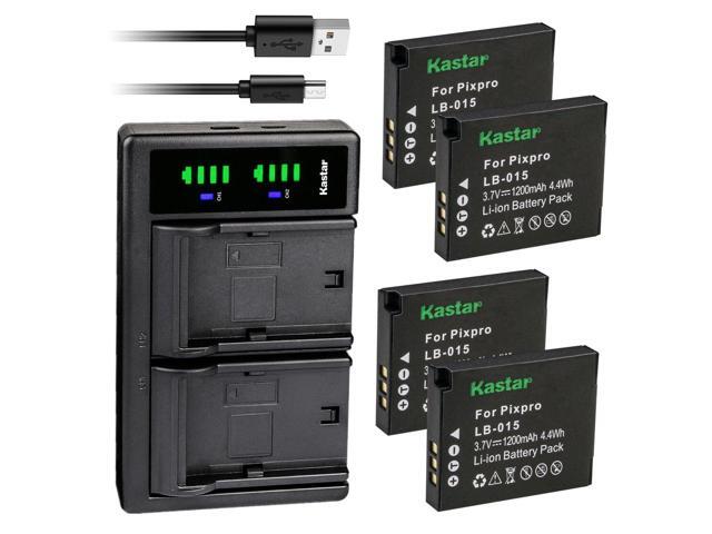 Kastar 4-Pack Battery and LTD2 USB Charger Compatible with Kokad LB-015 Rechargeable Lithium-ion Battery and Kokad PIXPRO WPZ2 Digital Camera,...