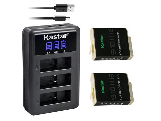Kastar 2-Pack Battery and LCD Triple USB Charger Compatible with GoPro HERO12 HERO 12 Black Action Camera, HERO11 HERO10 HERO9 Camera, GoPro...
