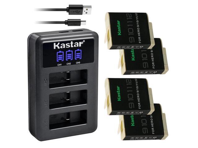 Kastar 4-Pack Battery and LCD Triple USB Charger Compatible with GoPro HERO12 HERO 12 Black Action Camera, HERO11 HERO10 HERO9 Camera, GoPro...