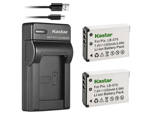Kastar 2-Pack Battery + Slim USB Charger for Kodak LB-070 LB070 Battery and Kodak Pixpro AZ651, Pixpro AZ651 AZ652 Astro Zoom, Pixpro AZ901, PIXPRO...
